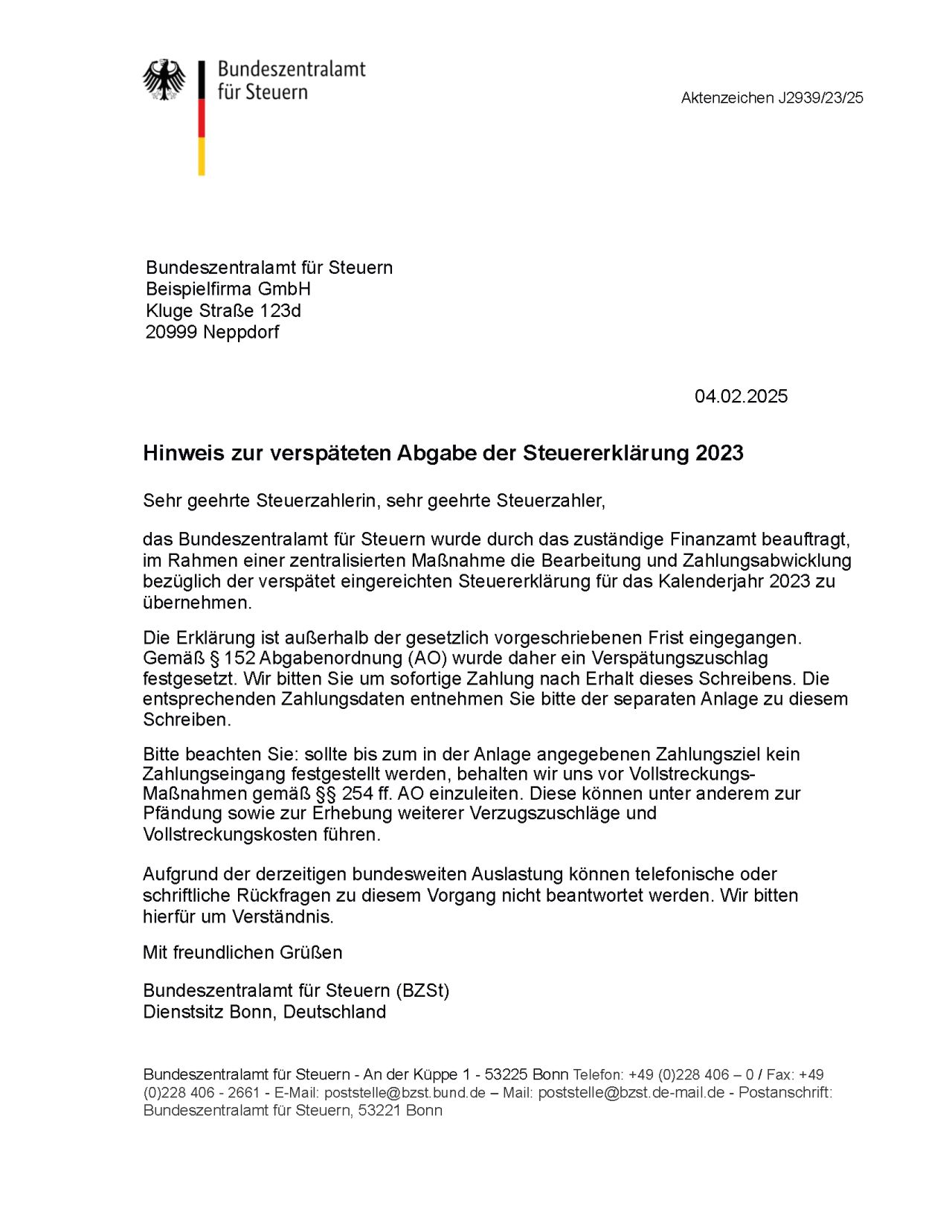 Beispiel Fake-Schreiben